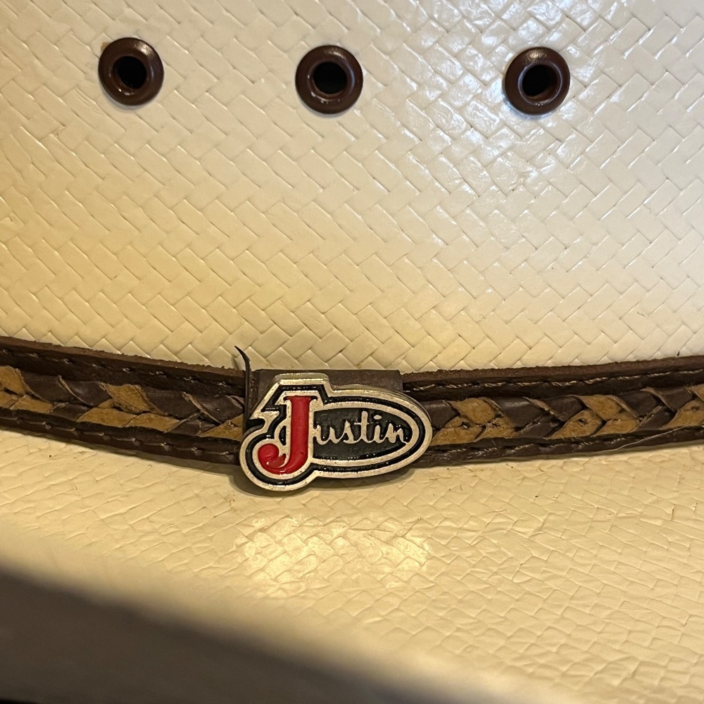Justin Unisex Morgan Straw Cowboy Hat 7 1/4 - Picture 2 of 13